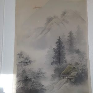 Vintage silk Japanese hanging screens